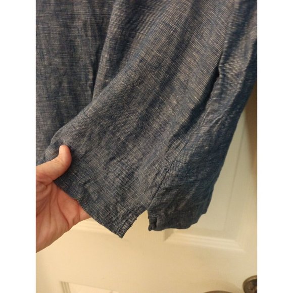 Women's Anthropology Sigrid Olsen 100% Linen Blue Dressy Blouse Large - Picture 4 of 7